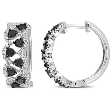 Sofia B. 1 3/4 cttw Black and White Diamond Hoop Earrings