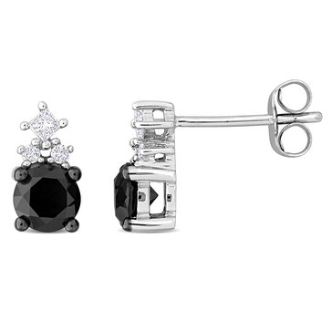 Sofia B. 1/8 cttw Black Diamond Round Cut and White Diamond Stud Earrings