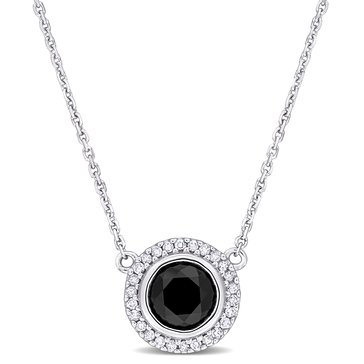 Sofia B. 1/10 cttw Black Diamond and White Diamond Halo Pendant