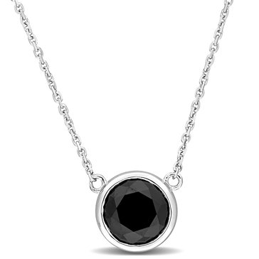 Sofia B. 3 cttw Black Diamond Bezel Set Solitaire Necklace