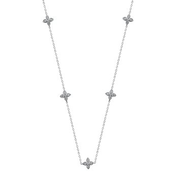Because by Navy Star 1/6 cttw Diamond Clover Station Necklace
