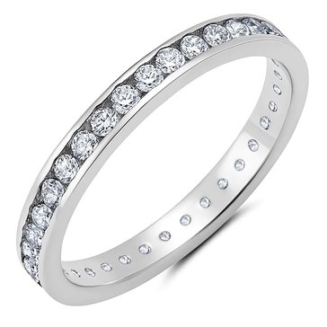 Crislu Cubic Zirconia Clear Hand Set Eternity Band Engagement Ring