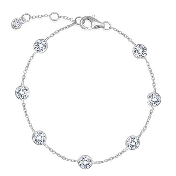 Crislu Cubic Zirconia Large Bezel Station Anklet