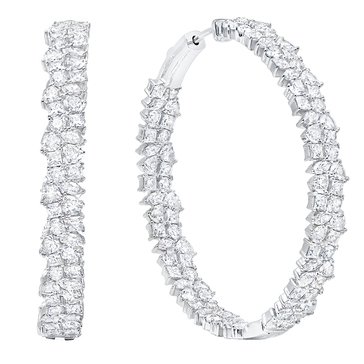 Crislu Cubic Zirconia Multi-Cluster Large Hoop Earrings