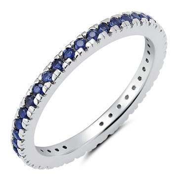 Crislu Cubic Zirconia Sapphire Step Cut Eternity Band Engagement Ring