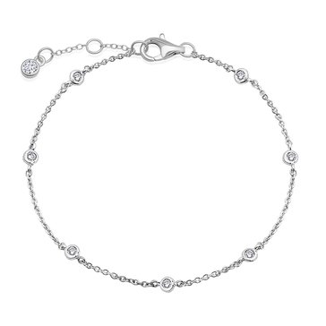 Crislu Cubic Zirconia Small Bezel Station Anklet