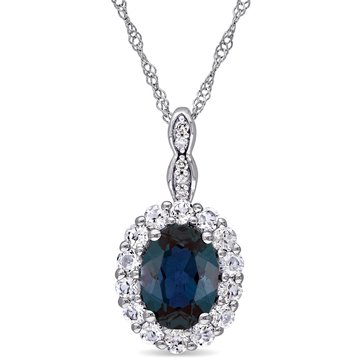 Sofia B. 2 1/4 cttw Simulated Alexandrite, White Topaz and Diamond Accent Oval Vintage Pendant