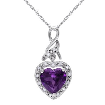 Sofia B. 2 1/4 cttw Simulated Alexandrite and Diamond Accent Halo Heart Pendant and Chain