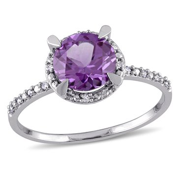 Sofia B. 1 5/8 cttw Simulated Alexandrite and Diamond Accent Halo Ring