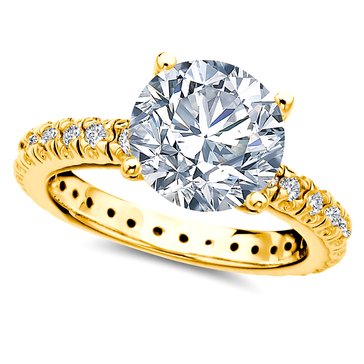 Crislu Cubic Zirconia Classic Brilliant Solitaire Ring With Pave Band