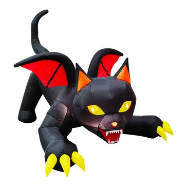 HKS 6-Foot Animated Halloween Black Cat With Wings Inflatable