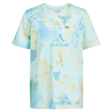 Adidas Big Boys' All Over Print Logo Wash Tee