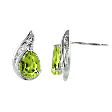 Peridot and White Topaz Oval Earrings