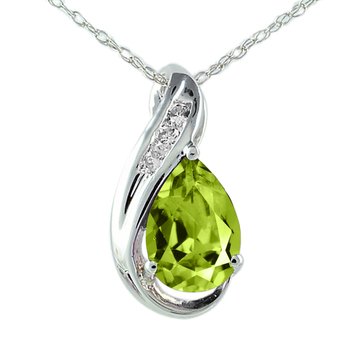 Peridot and White Topaz Oval Pendant