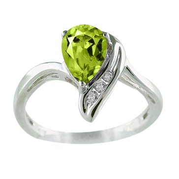 Peridot and White Topaz Oval Ring