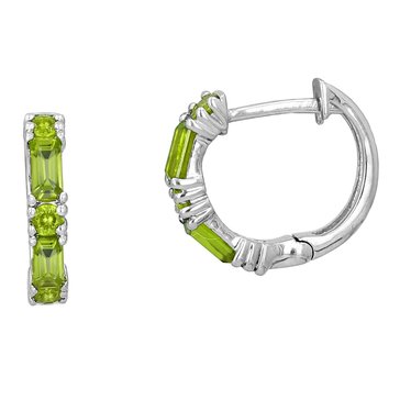 Peridot and White Topaz Huggies Earrings