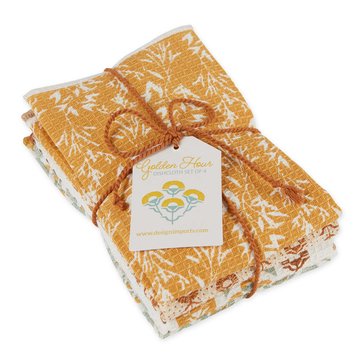 Design Imports Cozy Days Printed Waffle Dish Cloth, Set of 4