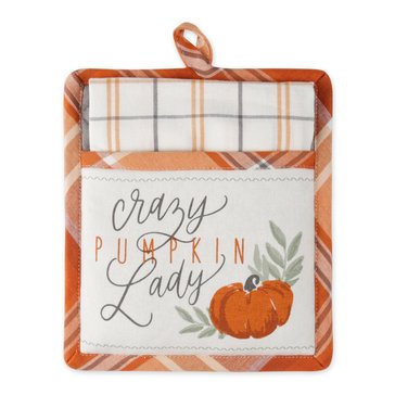 Design Imports Crazy Pumpkin Lady Pot Holder Gift Set