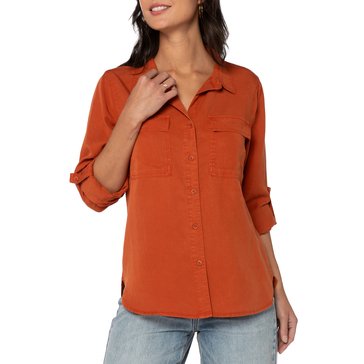 Velvet Heart Women's Talma Rolled Tab Sleeve Button Up Shirt