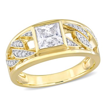 Sofia B. Men's 1 1/3 cttw Moissanite with Link Design Ring