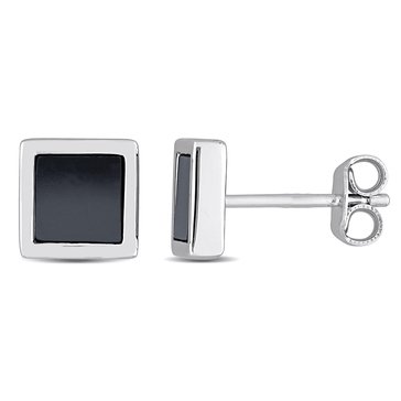 Sofia B. Men's 1 cttw Hematite Square Stud Earrings