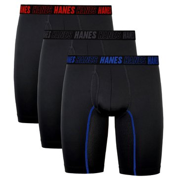 Hanes Men's Moves Total Support Pouch Performance Long Leg 3-Pack