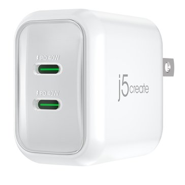 j5create 40W GaN USB-C 2 Port Mini Charger