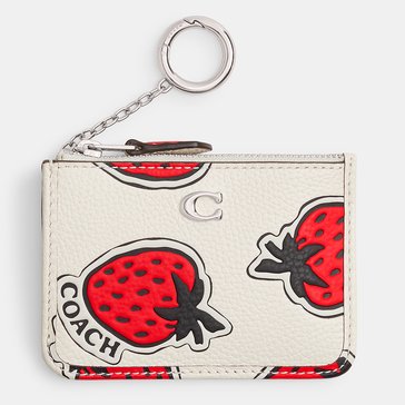 COACH Strawberry Printed Leather Mini ID Skinny