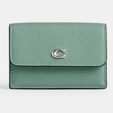 COACH Polished Pebble Leather Essential Mini Trifold Wallet