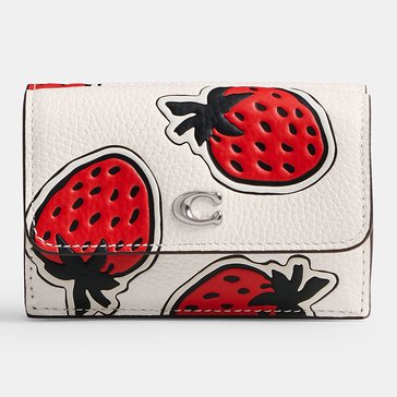 COACH Strawberry Printed Leather Essential Mini Trifold Wallet