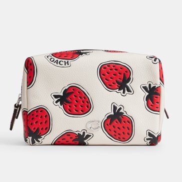 COACH Strawberry Printed Leather Essential Cosmetic Pouch