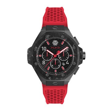 Philipp Plein Men's Royal Guilloche Dial Silicone Strap Chronograph Watch