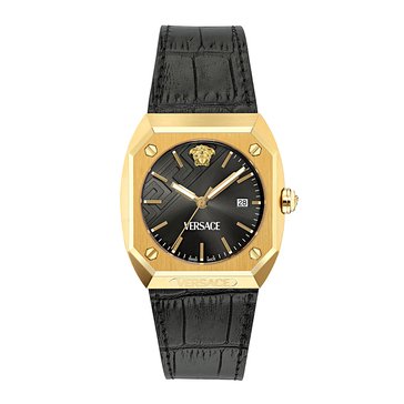 Versace Men's Antares Sunray Dial Calf Leather Strap Watch
