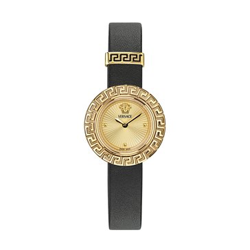 Versace Women's La Greca Guilloche Dial Calf Leather Strap Watch