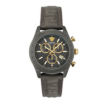 Versace Men's Master Guilloche Dial Calf Leather Strap Chronograph Watch