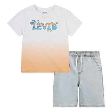Levis Little Boys Beach Logo Tee And Short Sets