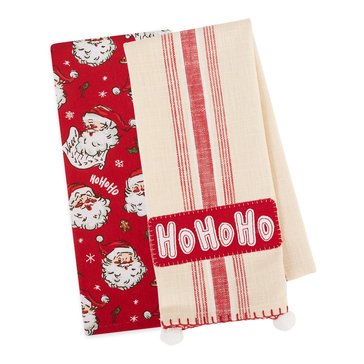 Design Imports Ho Ho Ho Santa 2-Piece Dish Towel Set