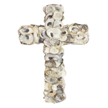 Beachcombers Coastal Life Oyster Shell Cross