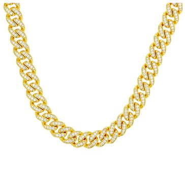 Cuban Pave Cubic Zirconia 10mm ChainNecklace with Box Lock