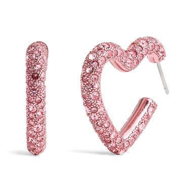 Coach Pave Heart Hoop Earrings