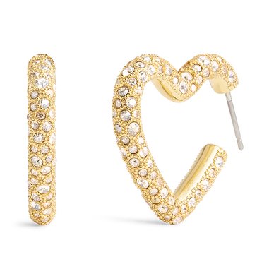 Coach Pave Heart Hoop Earrings