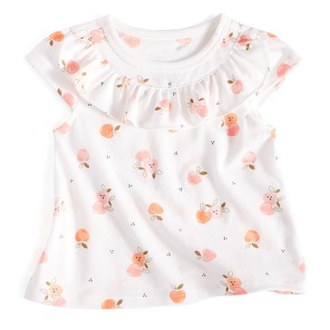 Wanderling Baby Girl Short Sleeve Mini Apple Ruffle Top