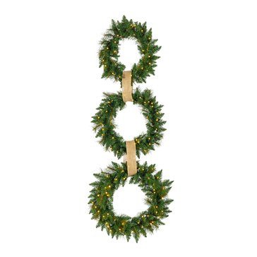 Gerson 72-Inch Triple Wreath Lighted Door Hanger