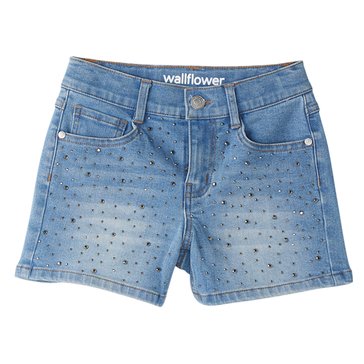 Wallflower Big Girls' Sparkle Denim Shorts