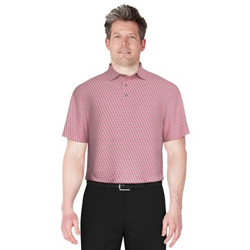 PGA Tour Men's Stretch Performance Fish Geo Print Polo