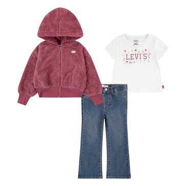 Levi's Toddler Girls' Sherpa Hoodie 3-Piece Denim Sets