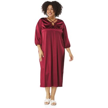 Yarn & Sea Women's 3/4 Sleeve Sateen Dress (Plus Size)