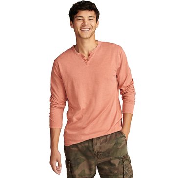 Lucky Brand Men's Long Sleeve Burnout Notch Shirt