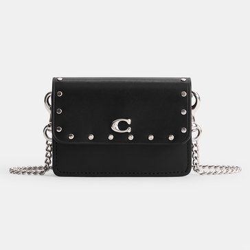 Coach Glovetanned Leather with Rivets Essential Half Flap Card Case