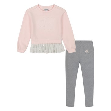 Calvin Klein Toddler Girls' Ruffle Fleece Top Legging Sets